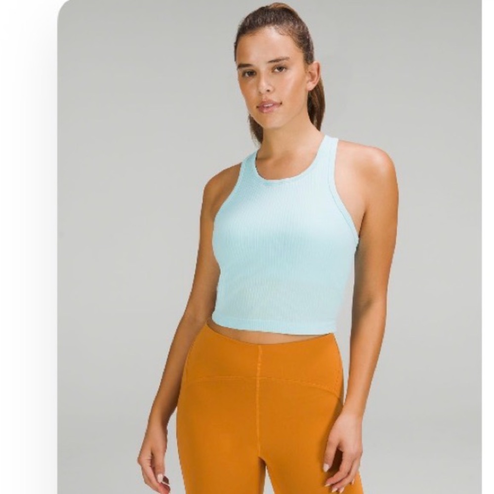 Lululemon Ebb to Street light  Blue Ribbed Tank Top